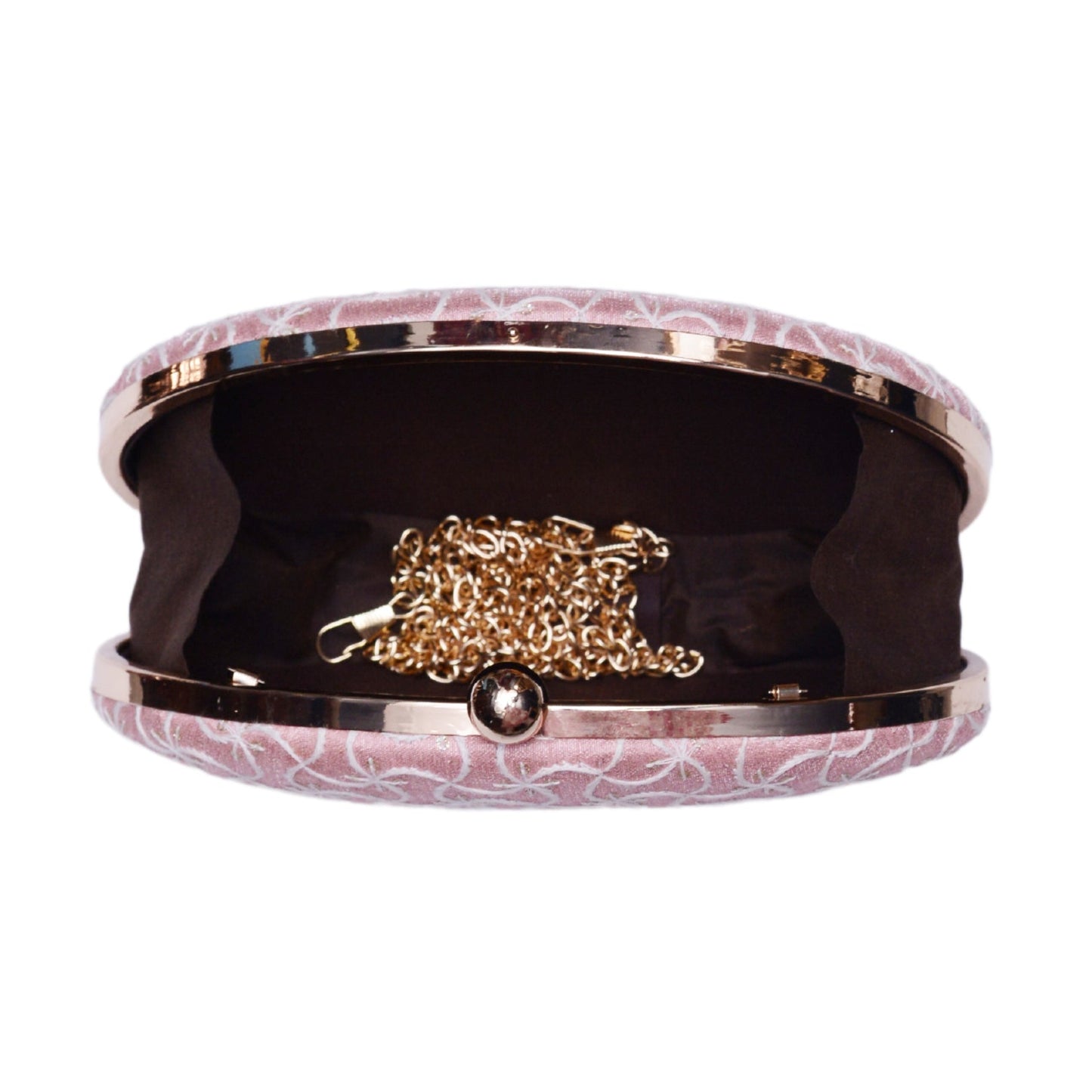 Pink Fabric Oval Clutch