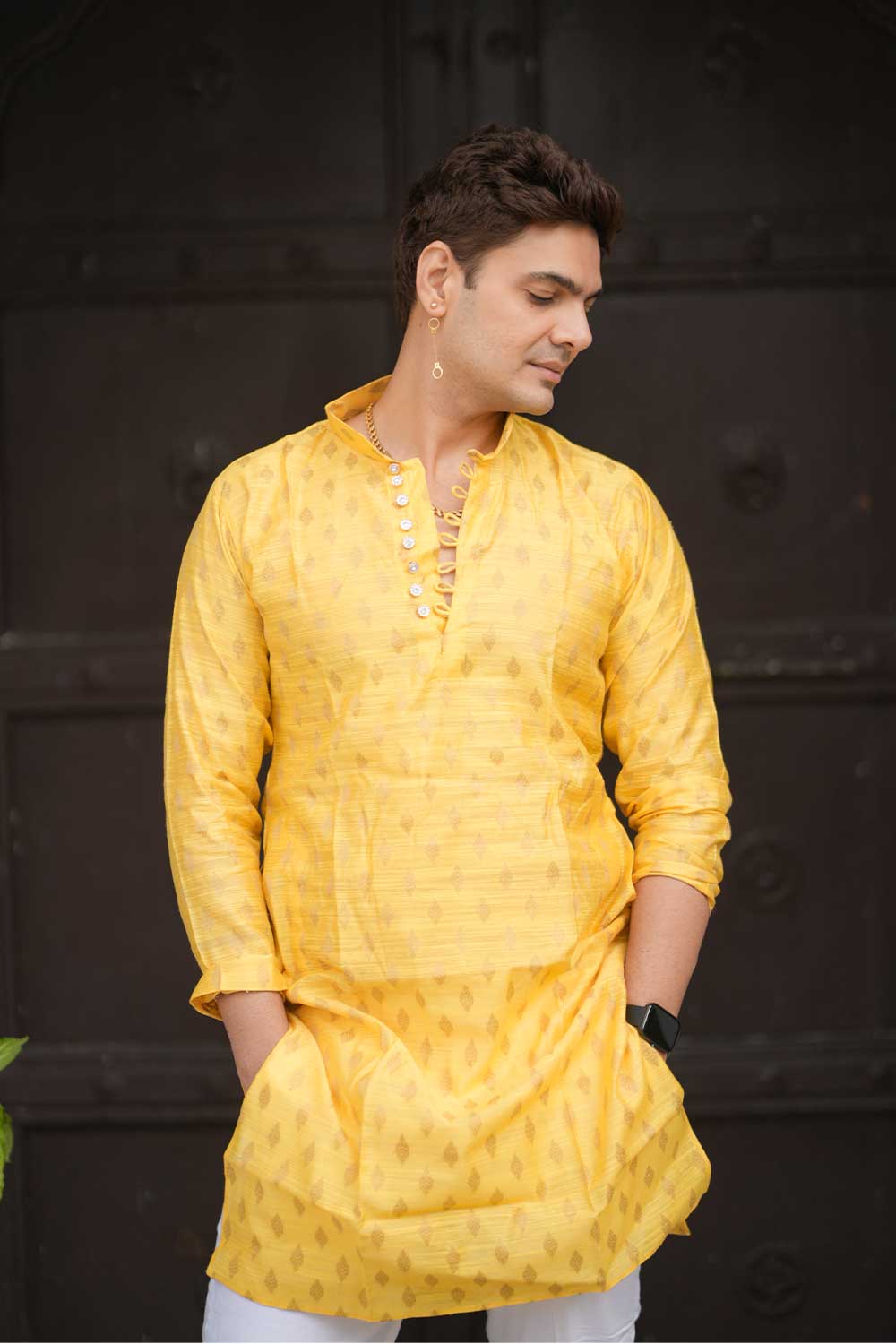 Chanderi Silk Yellow Kurta