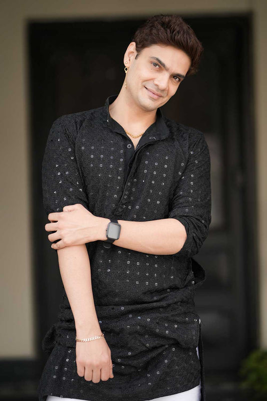 Black Chikankari Kurta