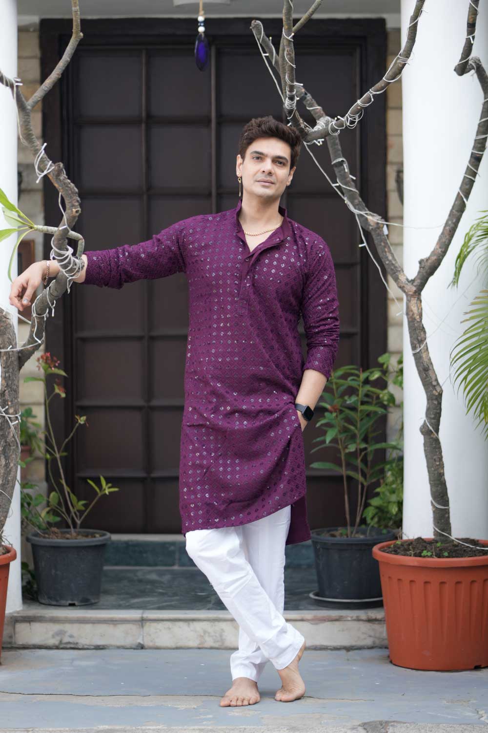 Purple Chikankari Kurta