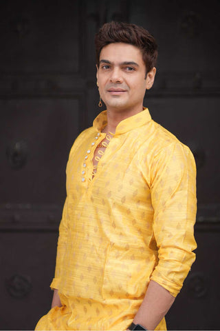 Chanderi Silk Yellow Kurta