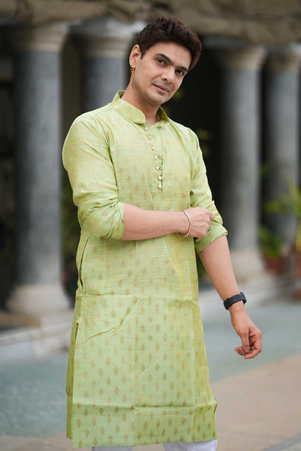 Chanderi Silk Lime Green Kurta