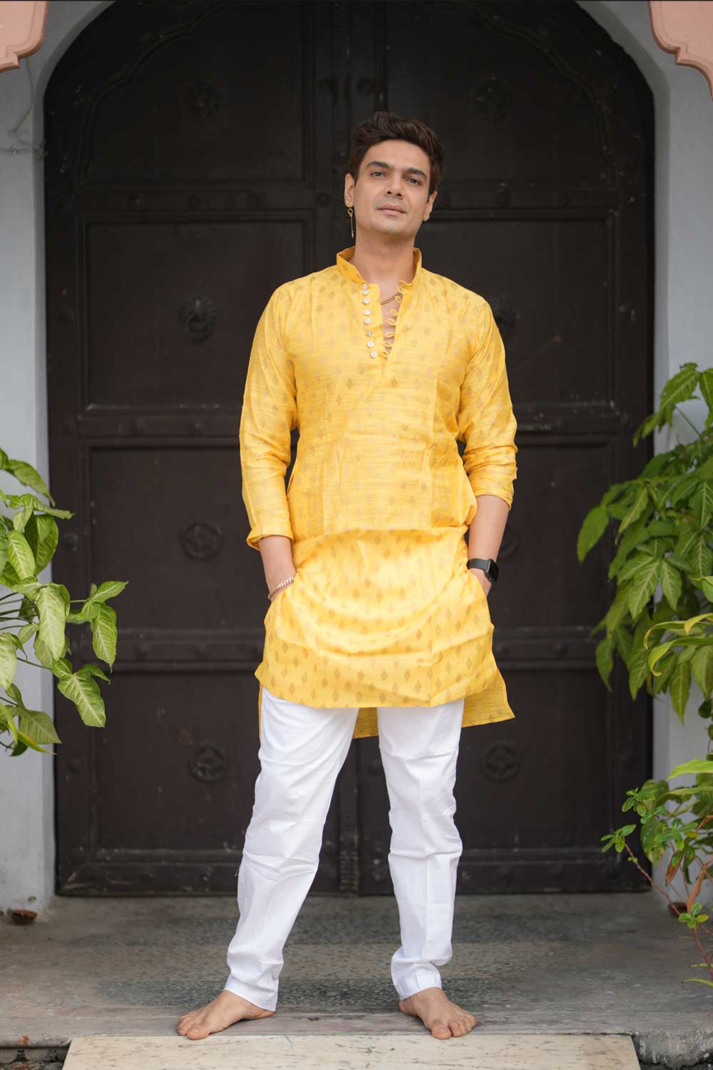 Chanderi Silk Yellow Kurta