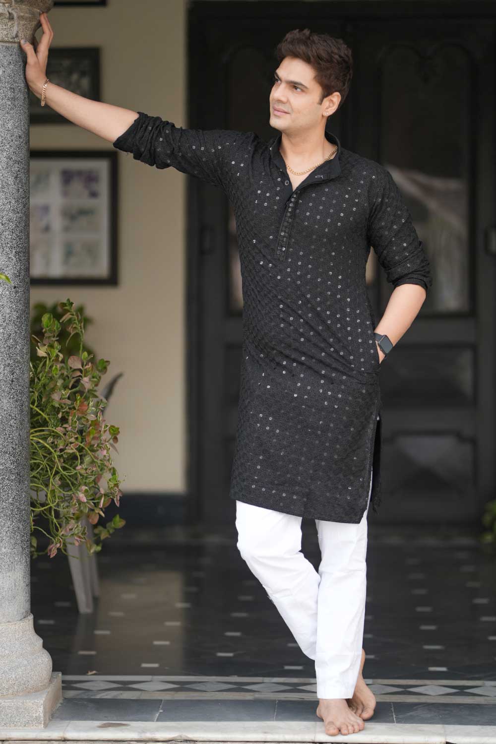 Black Chikankari Kurta