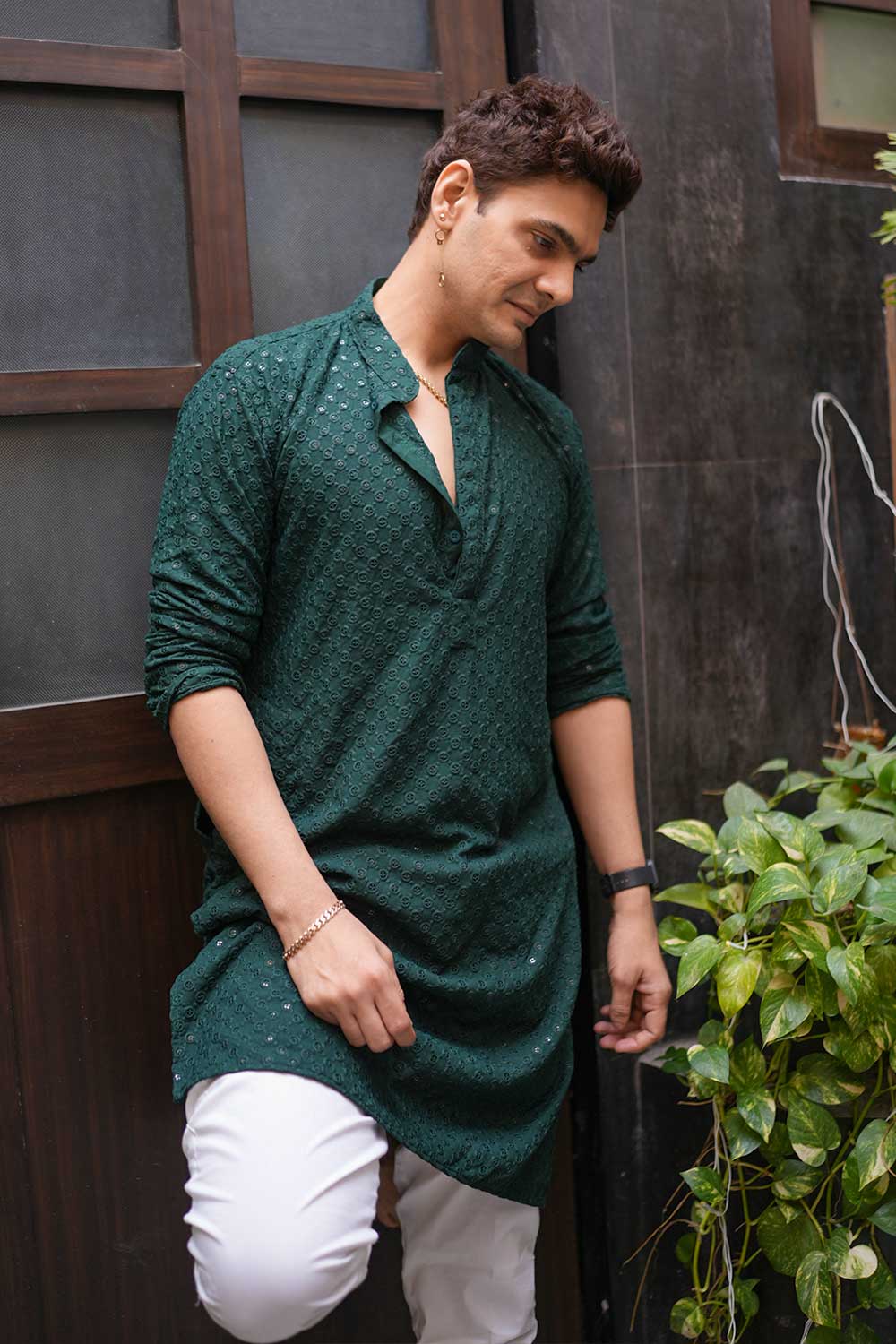 Green Chikankari Kurta