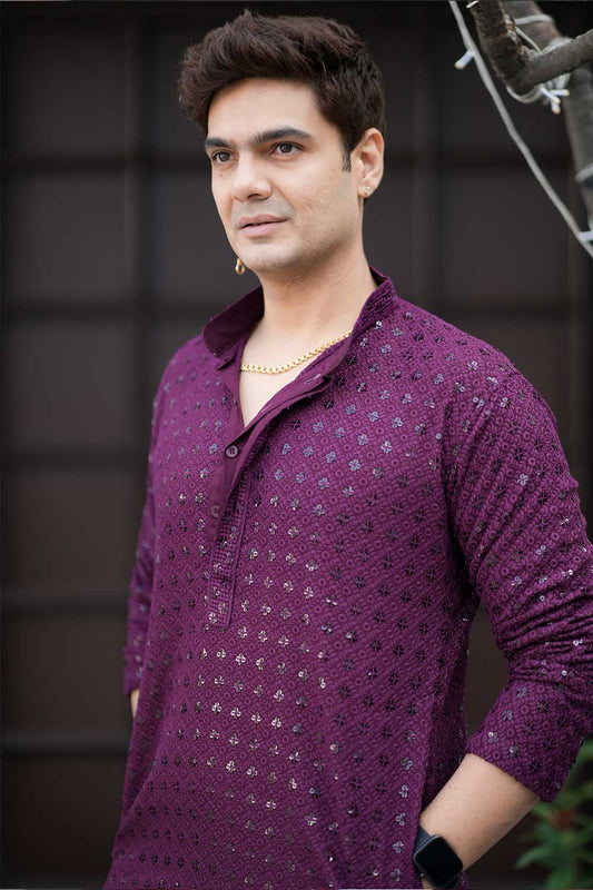 Purple Chikankari Kurta