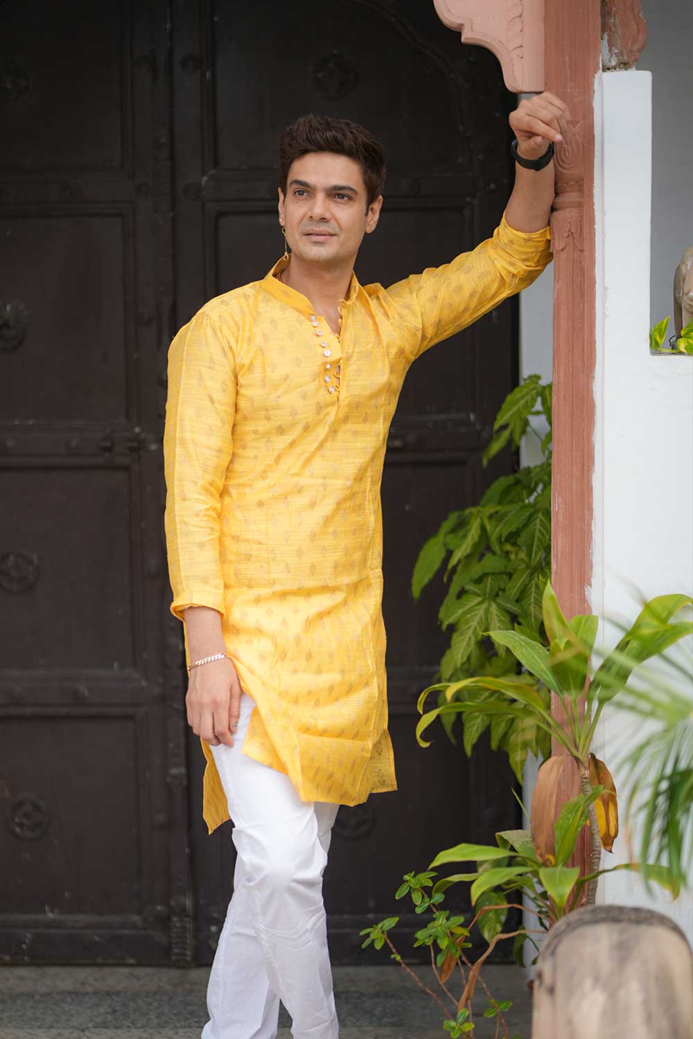 Chanderi Silk Yellow Kurta