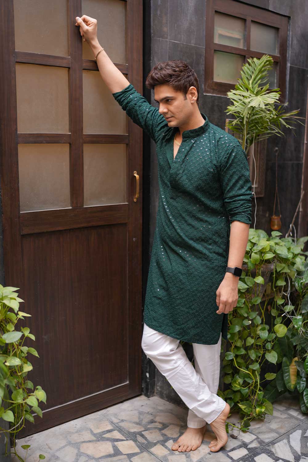 Green Chikankari Kurta