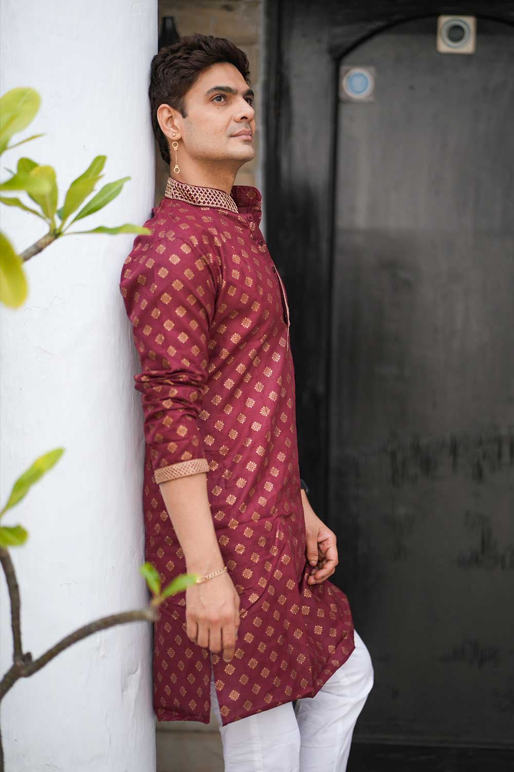 Maroon Block Print Kurta