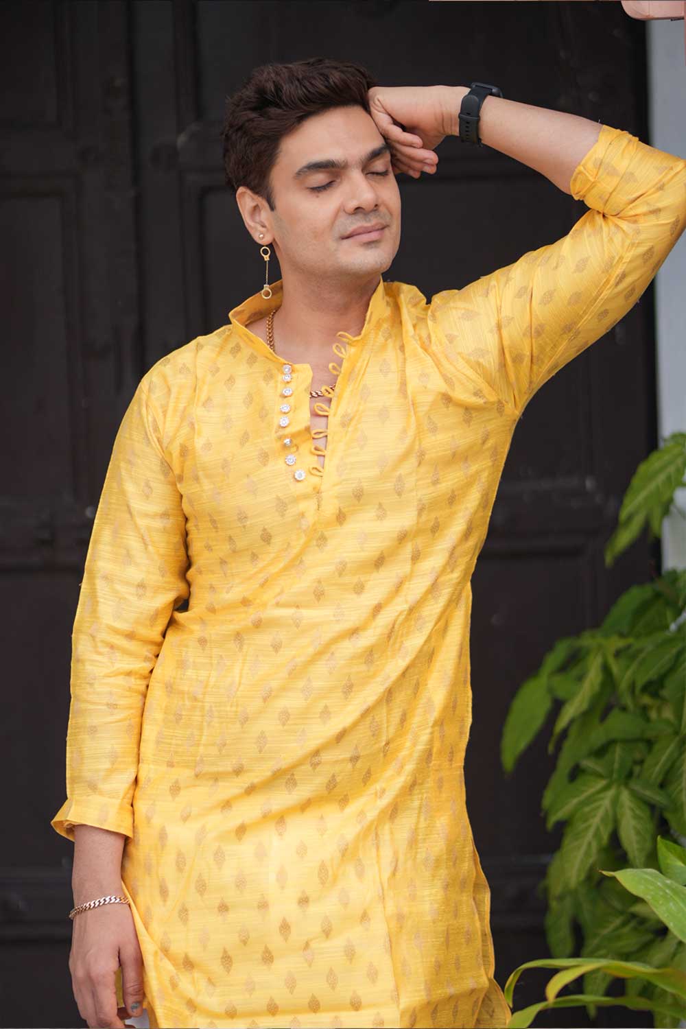 Chanderi Silk Yellow Kurta