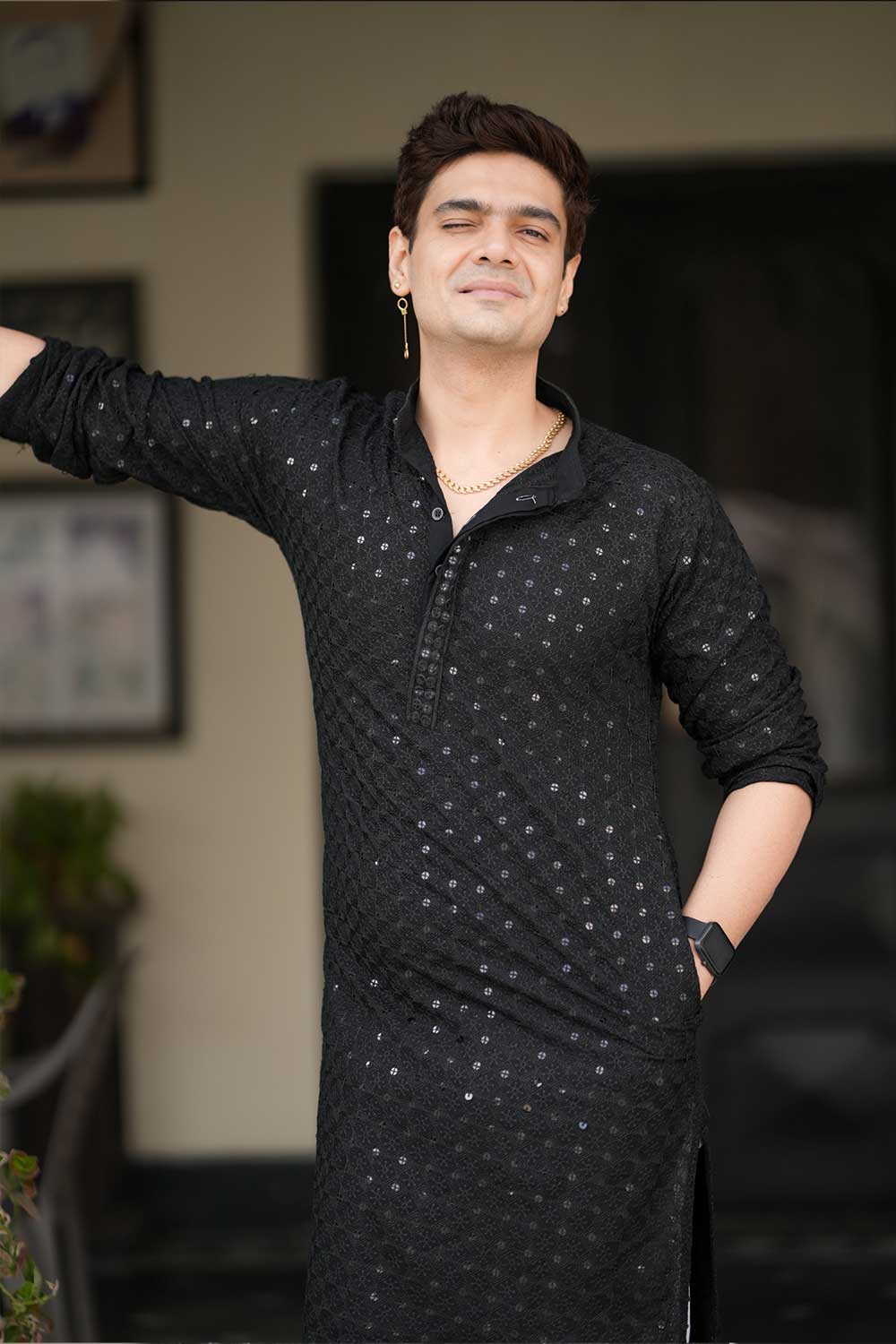 Black Chikankari Kurta