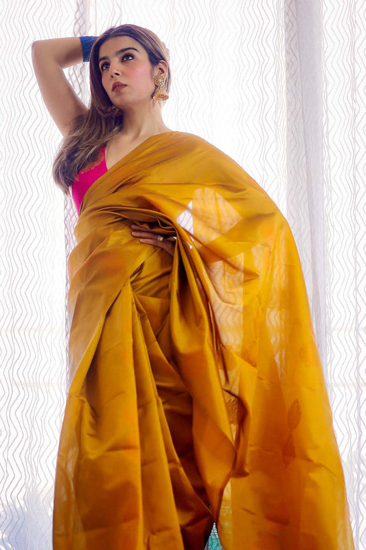 Kashi I Banarasi Silk Saree I Mustard Yellow