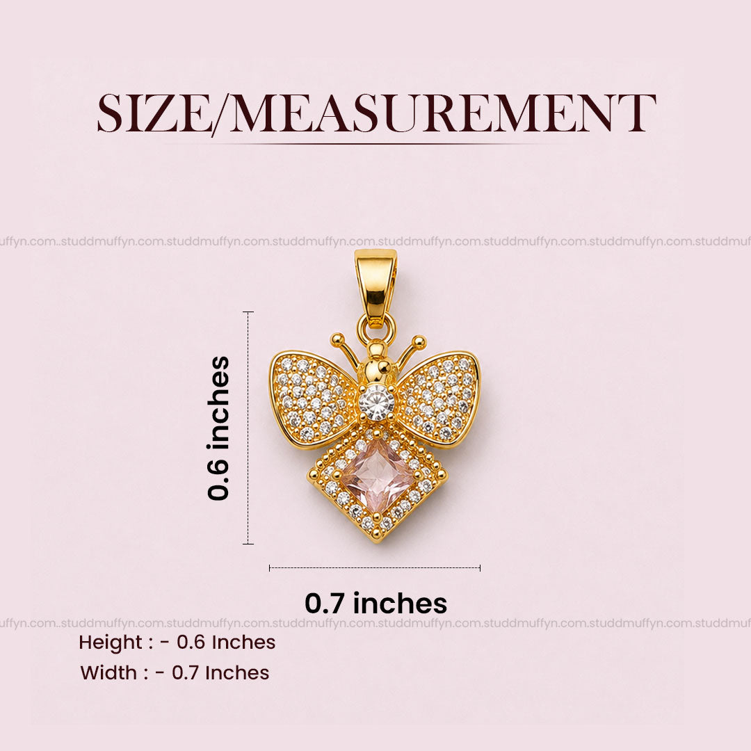 FreeFlow Butterfly Crystal Pendant – 24K Gold Tone Plated [ With Chain ]