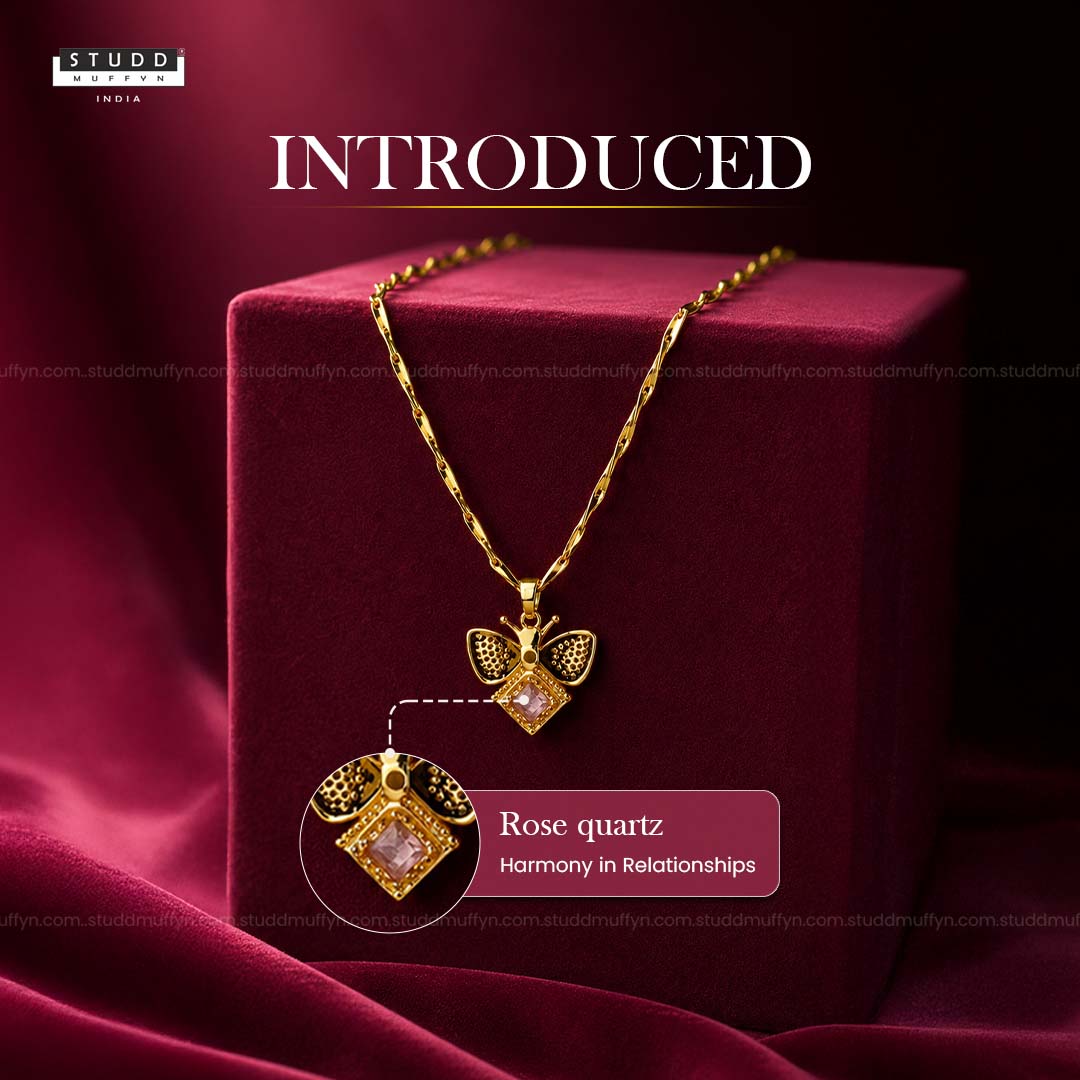 FreeFlow Butterfly Crystal Pendant – 24K Gold Tone Plated [ With Chain ]