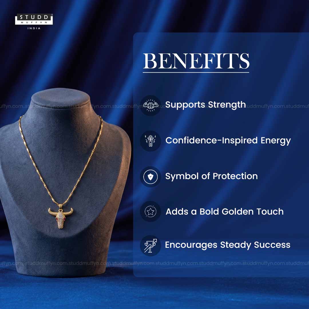 Guardian Bull Pendant - 24k Gold Tone Plated [ Gold Chain ]