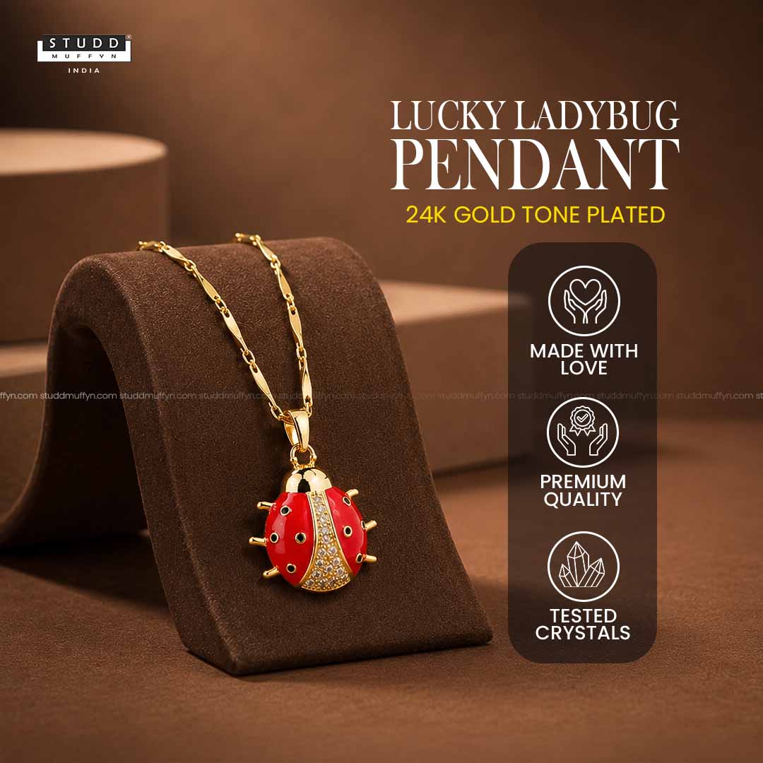 Lucky Ladybug Pendant - 24k Gold Tone Plated [ With Chain ]