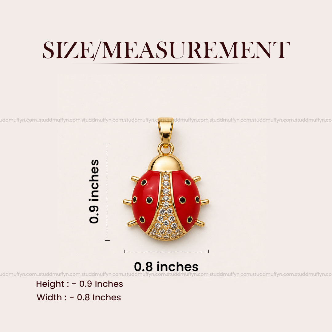 Lucky Ladybug Pendant - 24k Gold Tone Plated [ With Chain ]