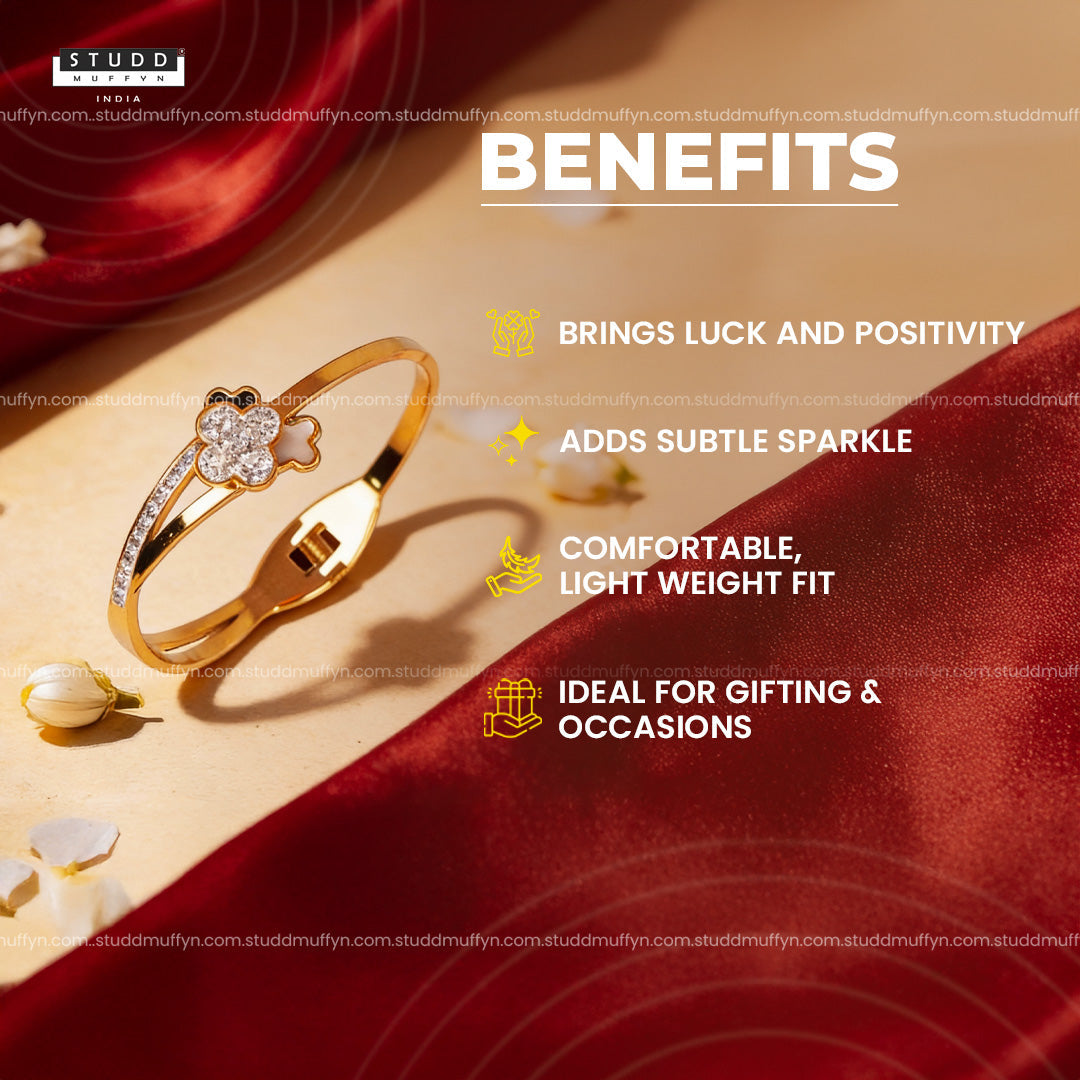 Lumière Clover Cuff - 18K Gold Tone Plated Bracelet