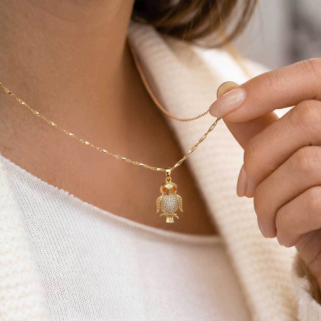 The Protection OWL pendant - 24k Gold Tone Plated [ With Chain ]