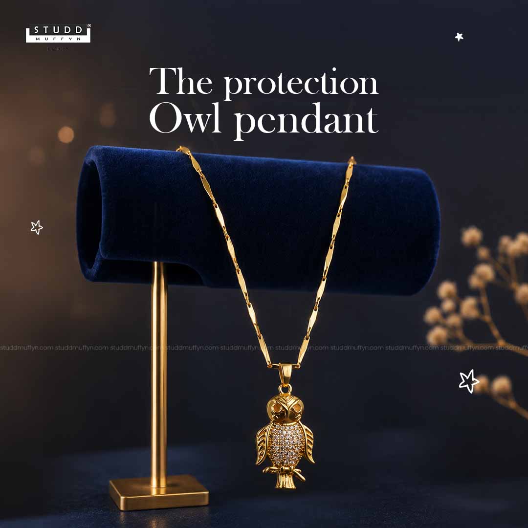 The Protection OWL pendant - 24k Gold Tone Plated [ With Chain ]