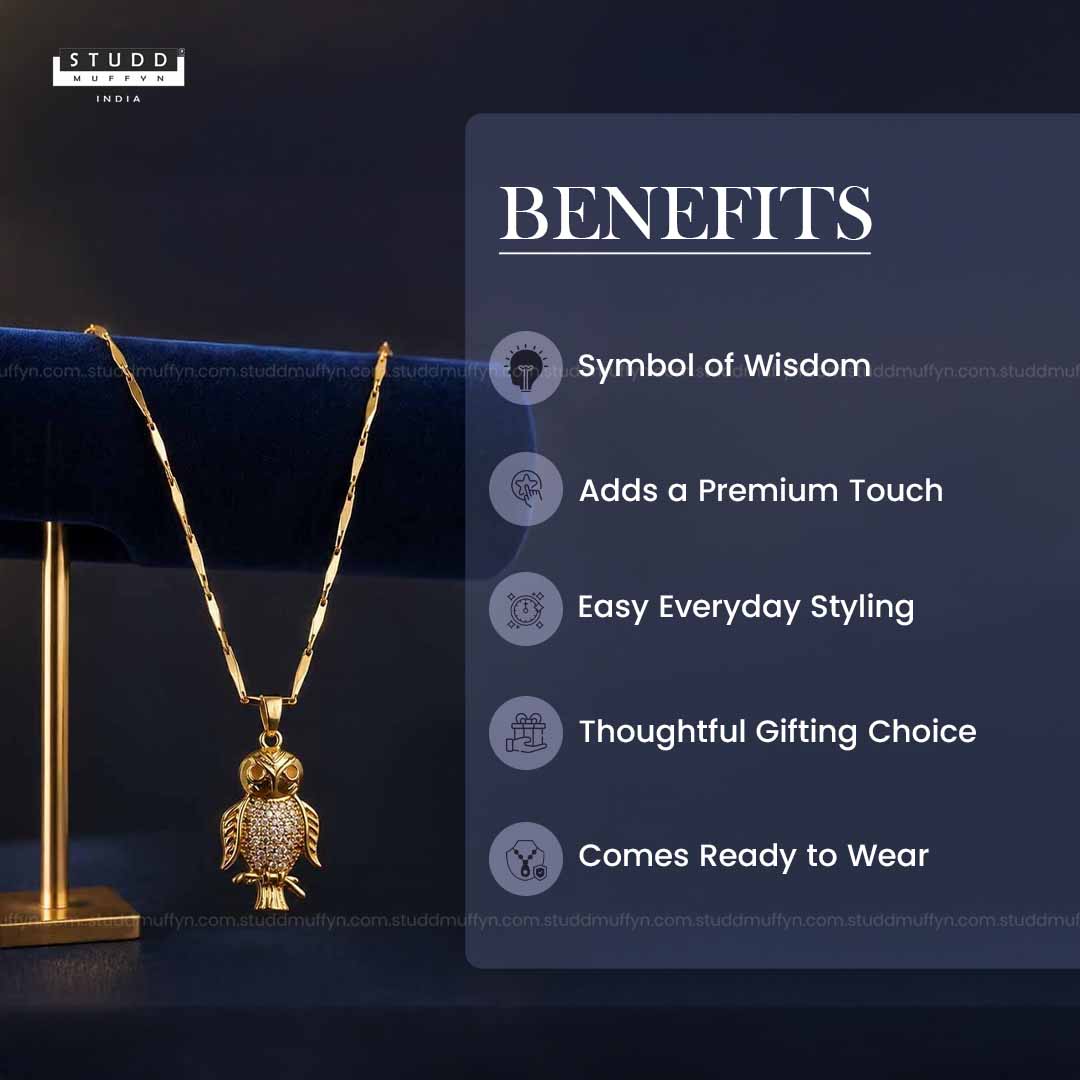 The Protection OWL pendant - 24k Gold Tone Plated [ With Chain ]