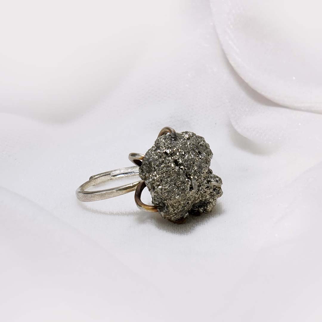 Pyrite Geode Spider Ring