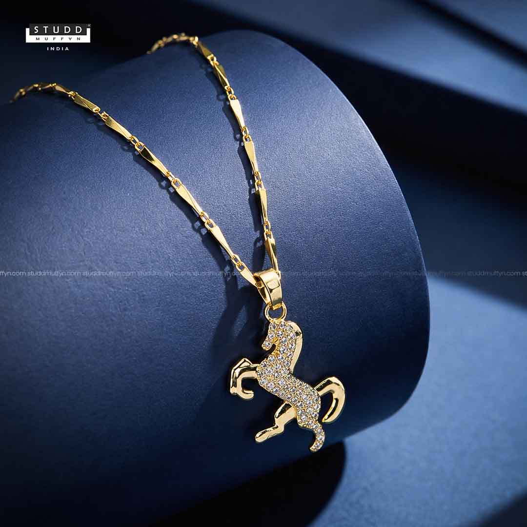 Ride Your Destiny Horse Pendant - 24k Gold Tone Plated [ Gold Chain ]