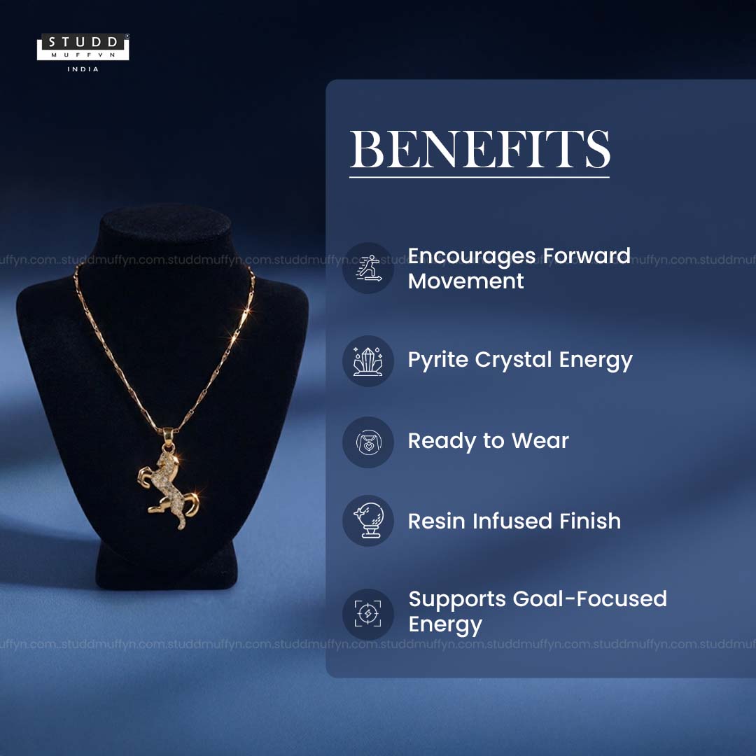 Ride Your Destiny Horse Pendant - 24k Gold Tone Plated [ Gold Chain ]