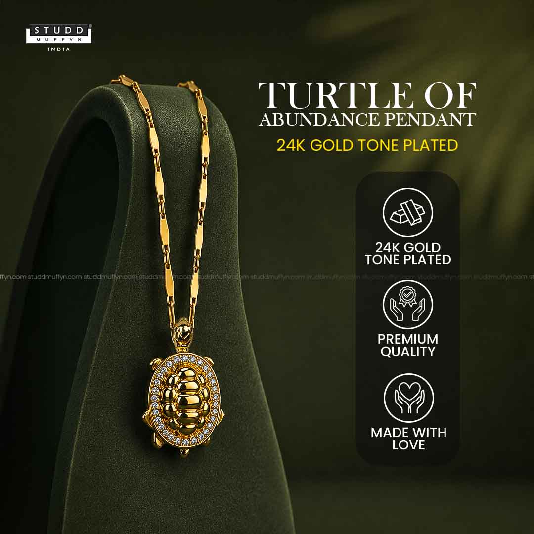 Turtle of Abundance Pendant - 24k Gold Tone Plated [ With Chain ]