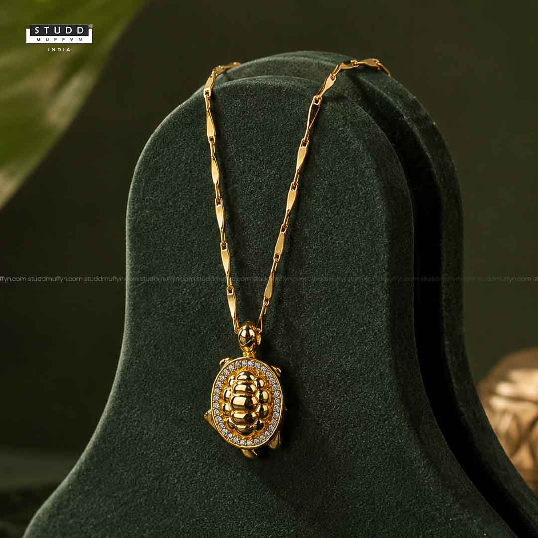 Turtle of Abundance Pendant - 24k Gold Tone Plated [ With Chain ]