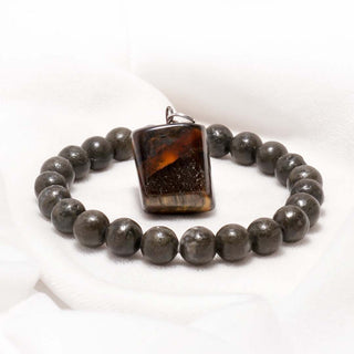 The Unstoppable Combo (Pyrite Bracelet, Tiger eye Pendant)