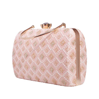 Peach Chikankari Clutch
