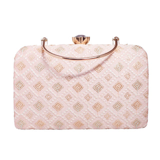 Peach Chikankari Clutch
