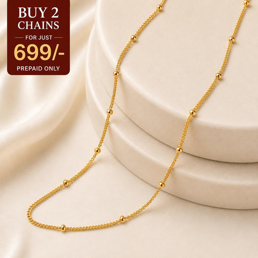 Golden Satellite Chain - 24K Gold Plated [ Pack of 2 ]