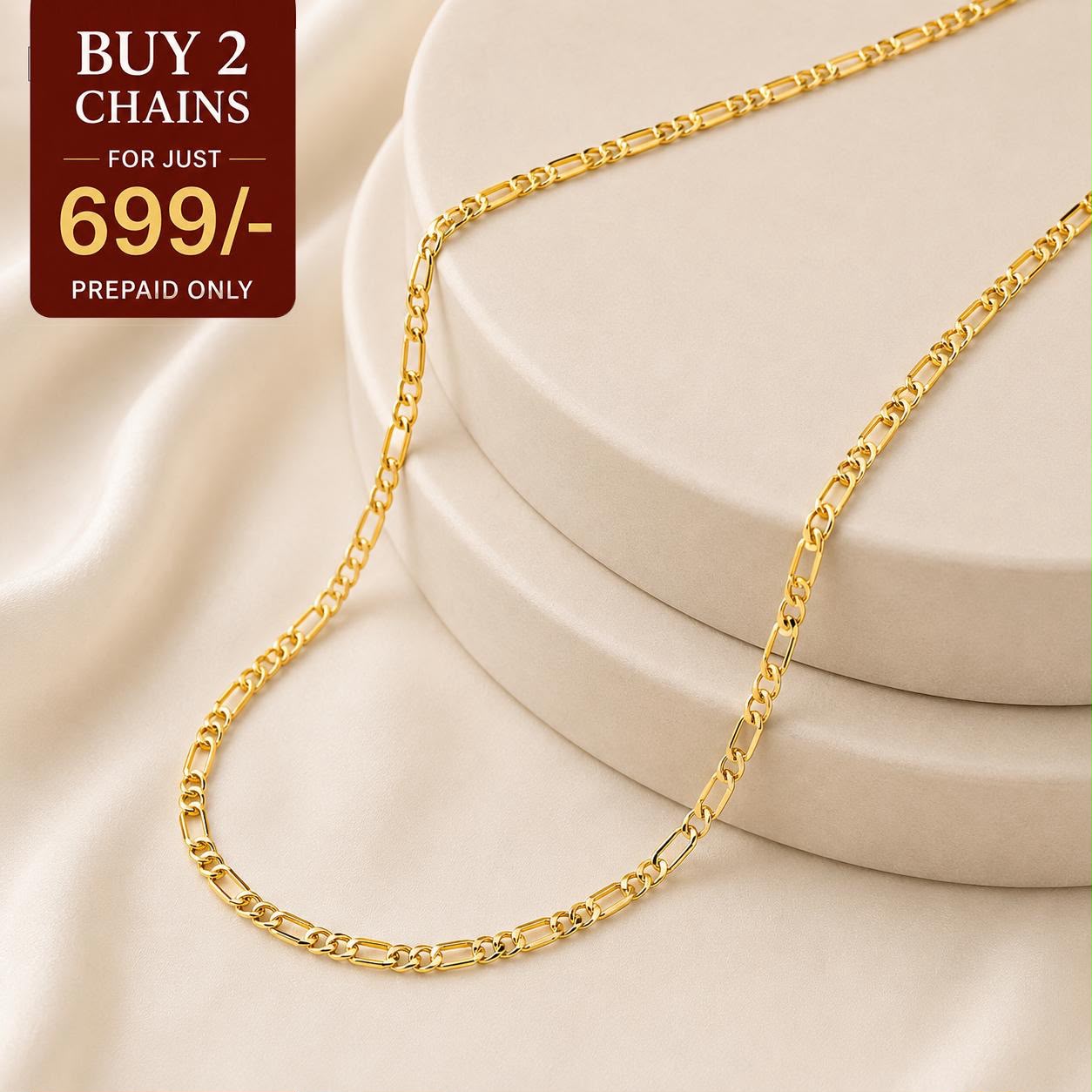 Golden Link Chain - 24K Gold Plated [ Pack of 2 ]